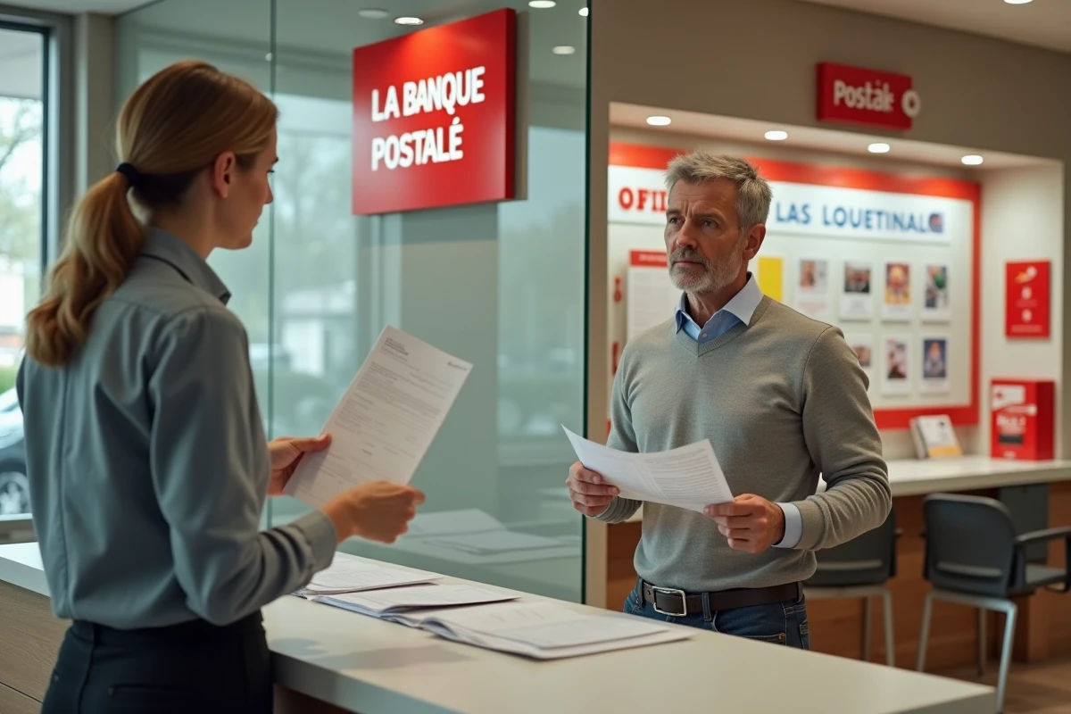 Client en discussion avec un conseiller bancaire à La Banque Postale concernant la menace de fermeture de son compte