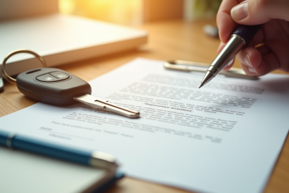 Clés de voiture et contrat d'assurance moderne sur un bureau lumineux