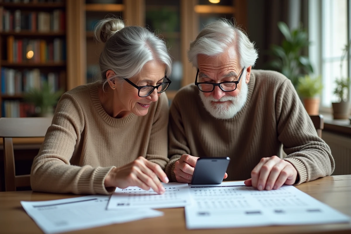 Couple de seniors examinant ensemble le calendrier de versement 2026 de la pension d'invalidité