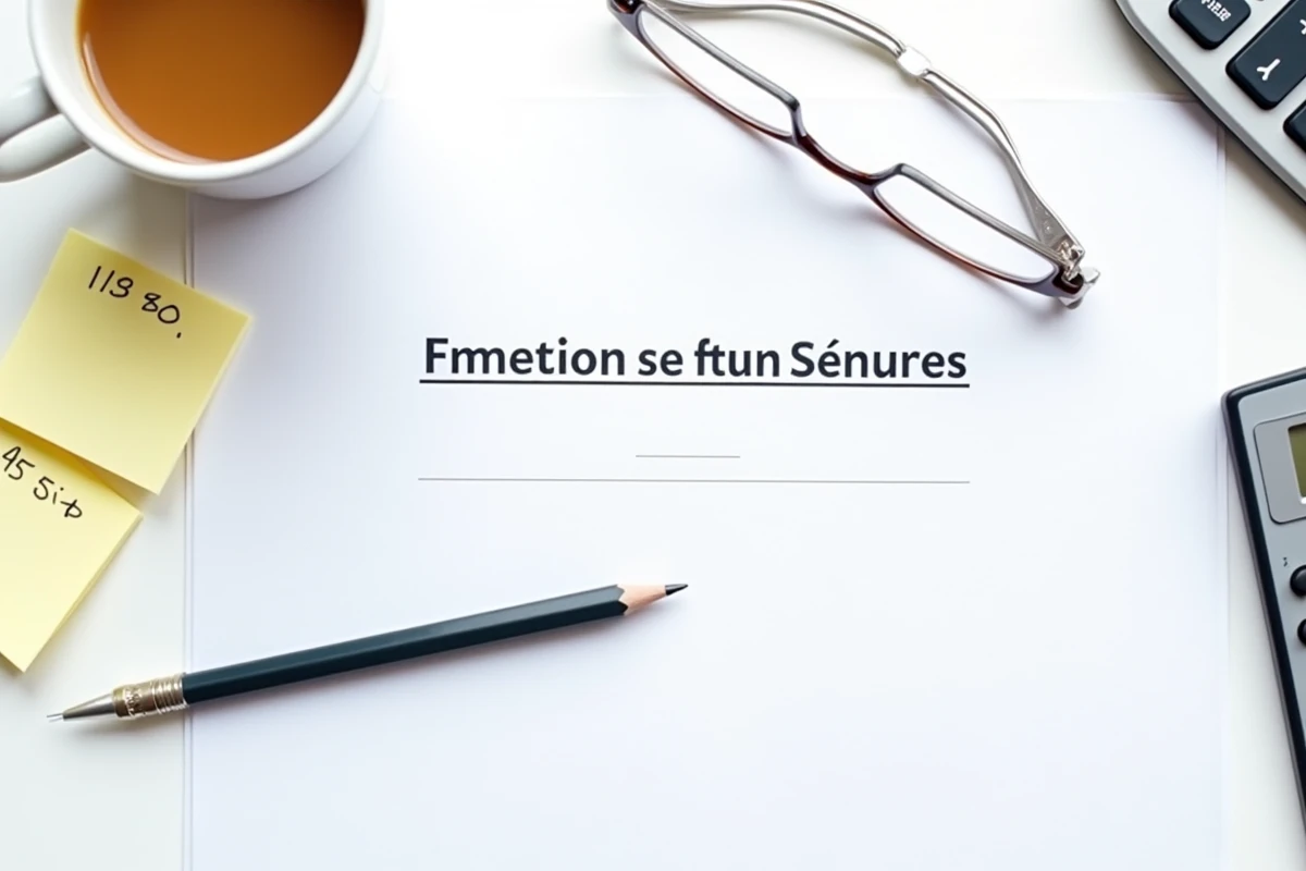 Gros plan sur des documents administratifs de tutelle avec calculatrice et lunettes sur un bureau blanc