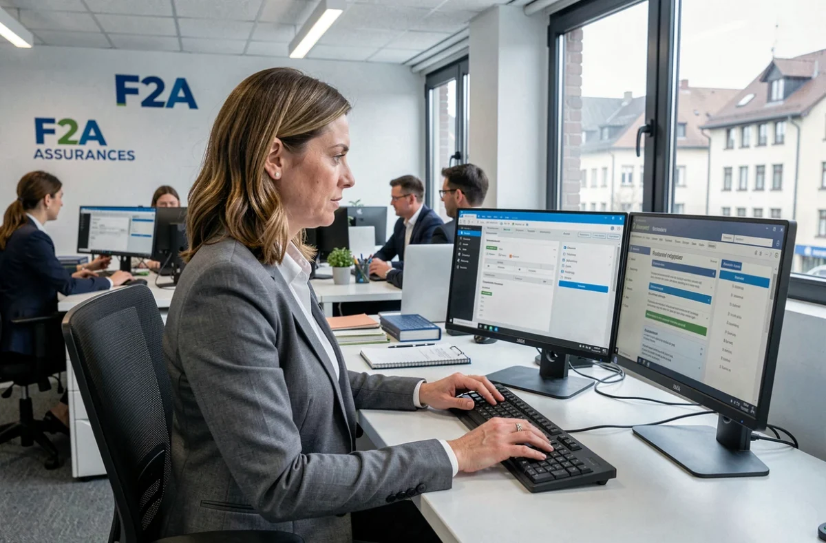Courtier F2A Assurances dans le Bas-Rhin travaillant sur des comparatifs d'assurance
