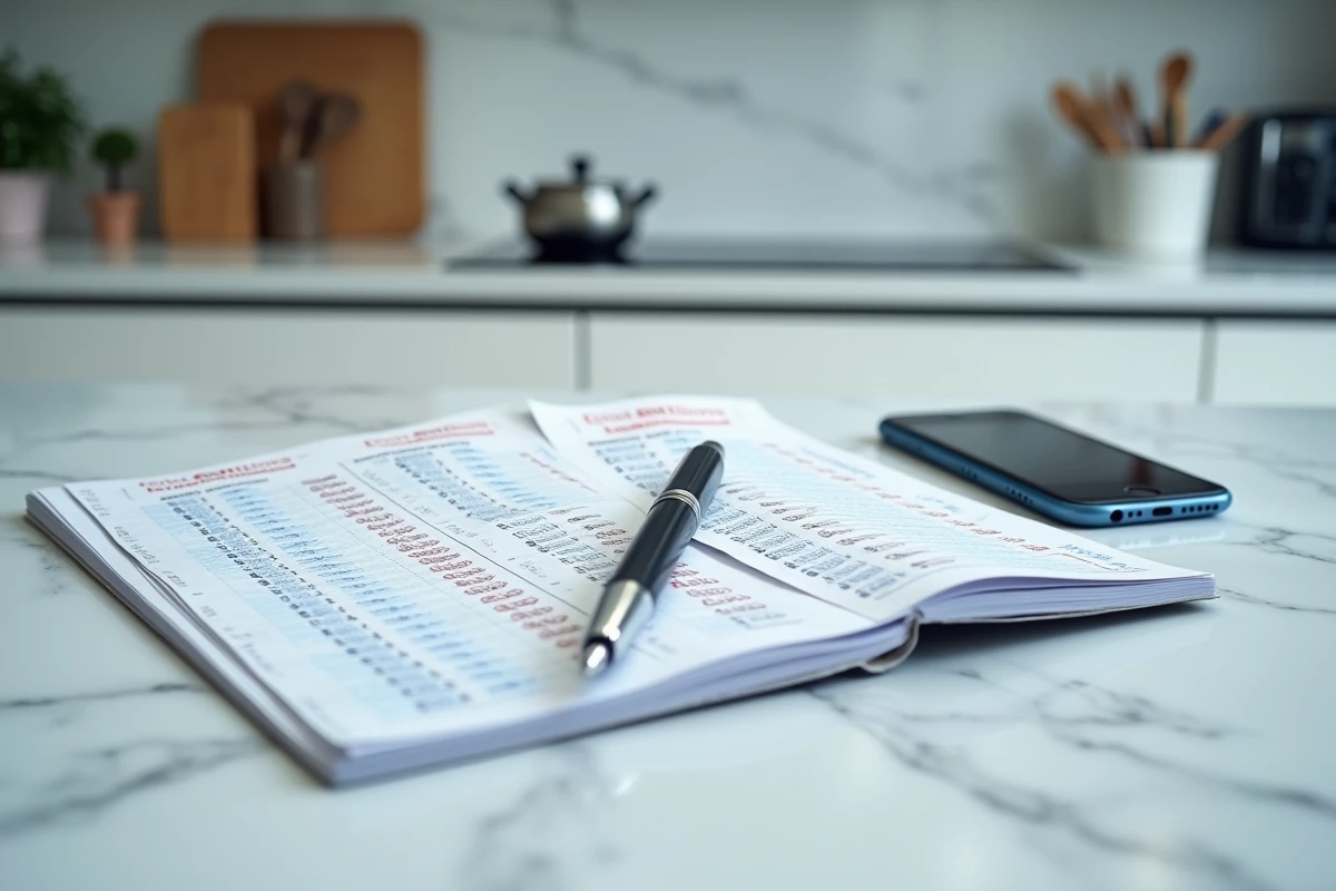 Vue de dessus de tickets EuroMillions Étoile Plus avec des calculs de gains manuscrits et un smartphone affichant les résultats