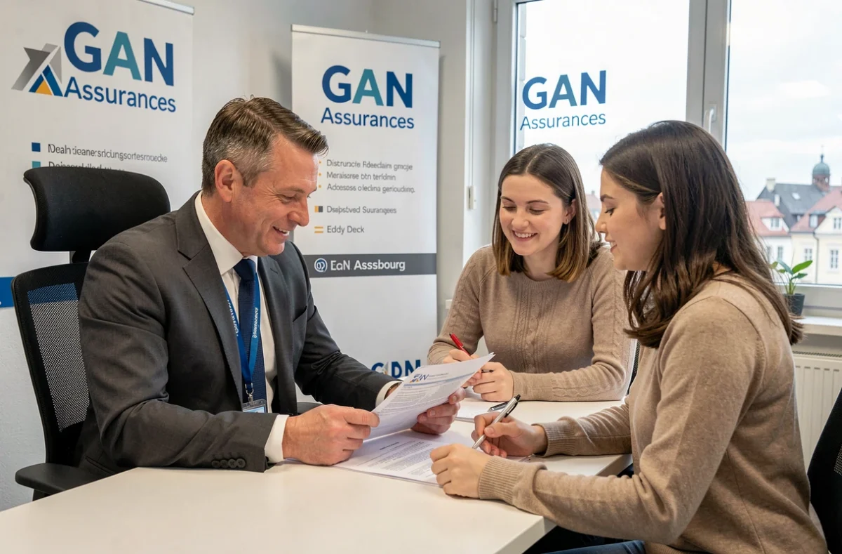 Eddy Deck, agent GAN Assurances Strasbourg, en consultation avec un couple pour une assurance habitation