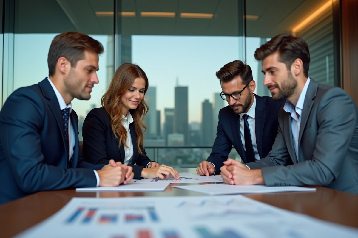 Groupe de professionnels en réunion d'affaires