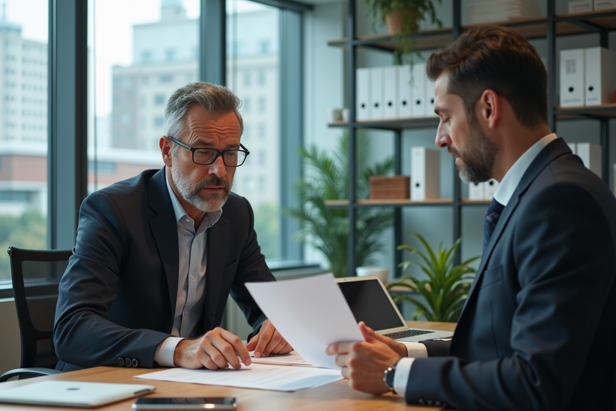 Homme d affaires discutant avec un conseiller bancaire au bureau