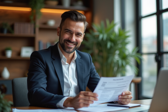 Homme d'affaires en train de gérer ses documents financiers