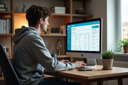 Jeune homme concentr&eacute; devant son &eacute;cran de jeu Valorant