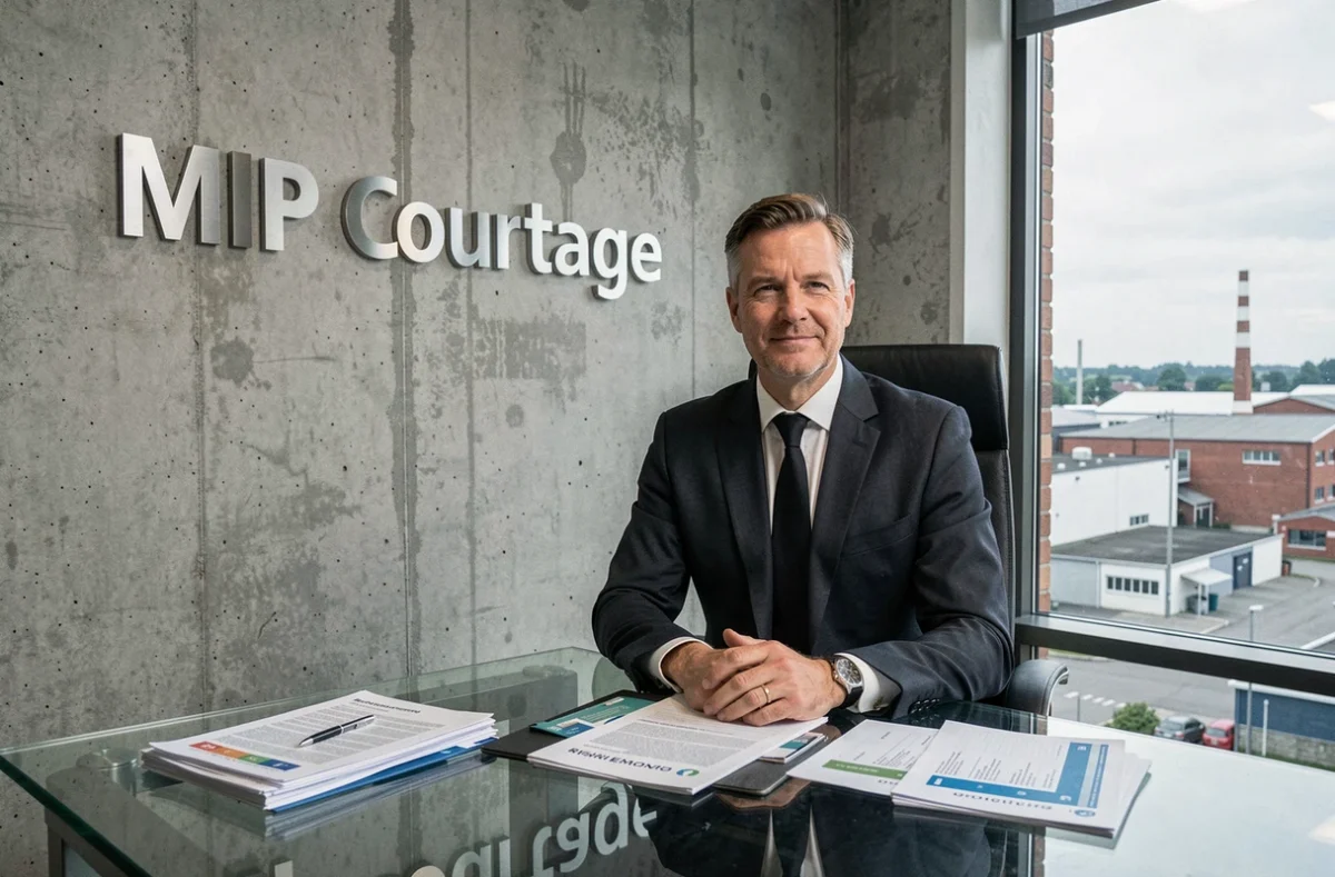 Courtier MVP Courtage dans le Bas-Rhin analysant des dossiers d'assurance dans un bureau moderne