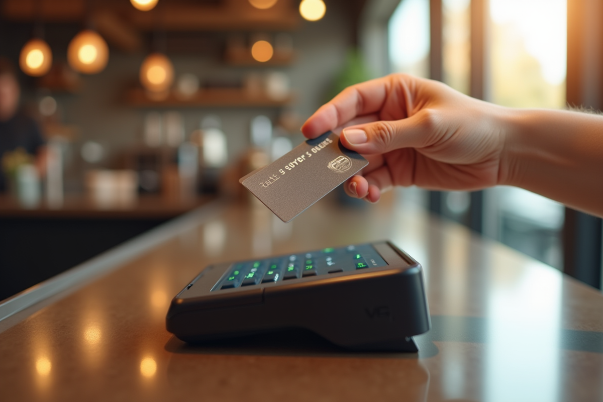 Main tenant une carte sans contact au-dessus d
