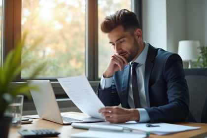Personne bien habillee travaillant a un bureau moderne
