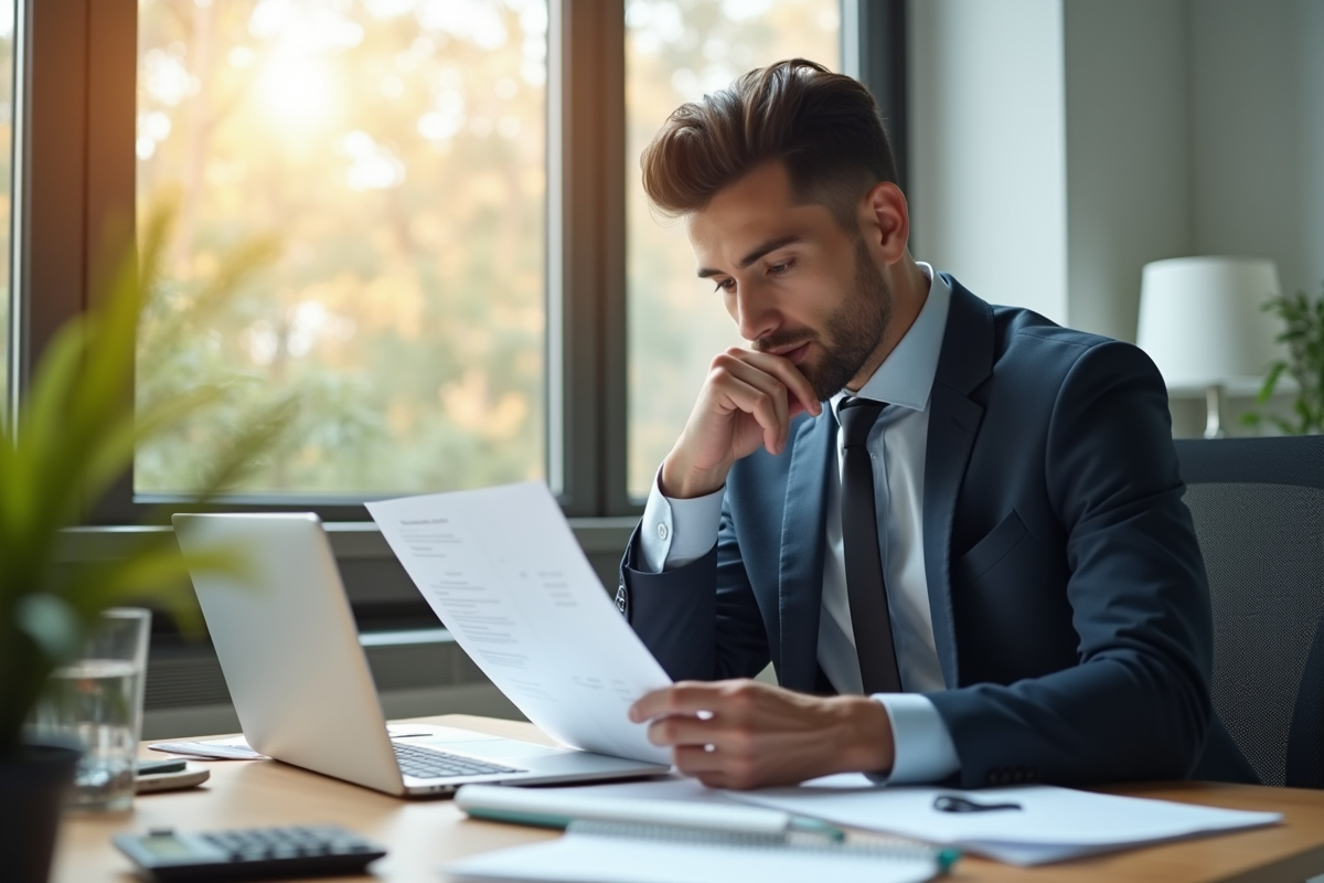 Personne bien habillee travaillant a un bureau moderne