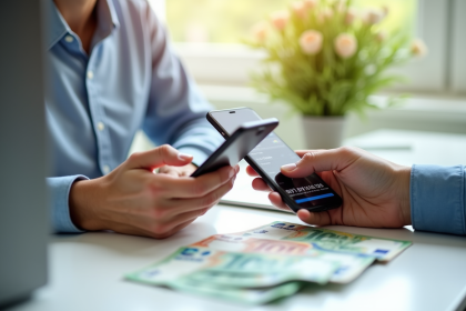 Personne tenant un smartphone avec une application crypto