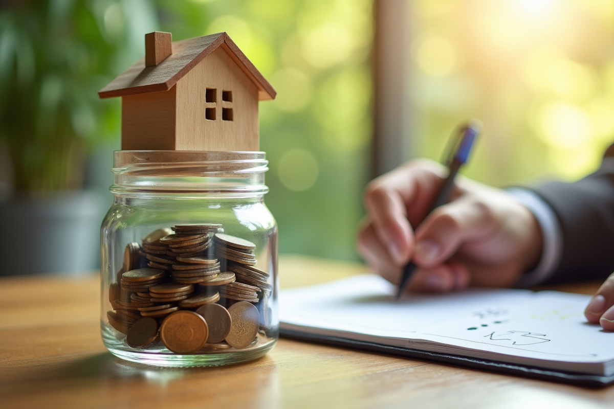 Pieu de monnaie et maison en bois avec notes 2025