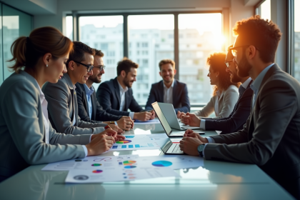 Groupe de professionnels analysant des graphiques d'indice de vulnérabilite